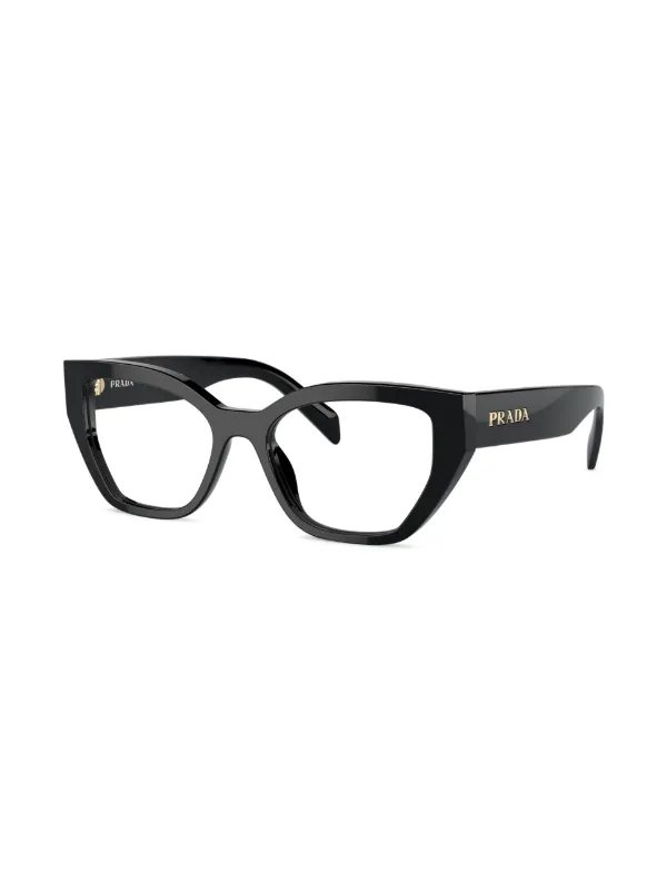 Prada Eyewear Matte geometric-frame Glasses Black FARFETCH JO