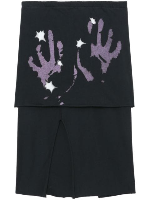 OUR LEGACY layered hand-print cotton skirt