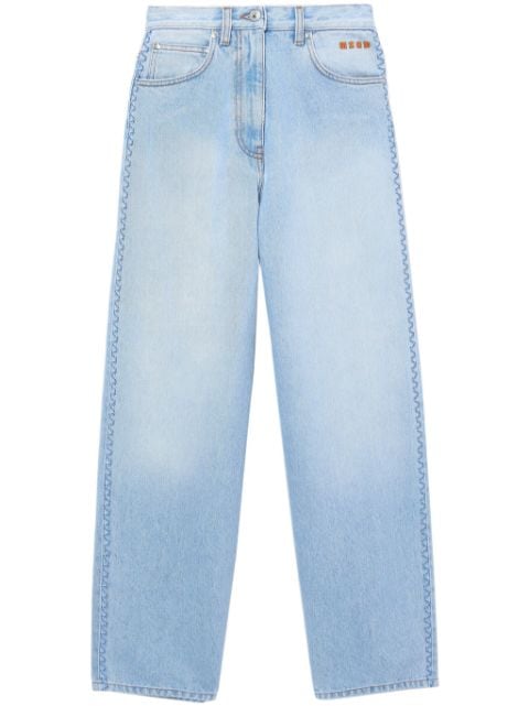 MSGM logo-embroidered mid-rise jeans
