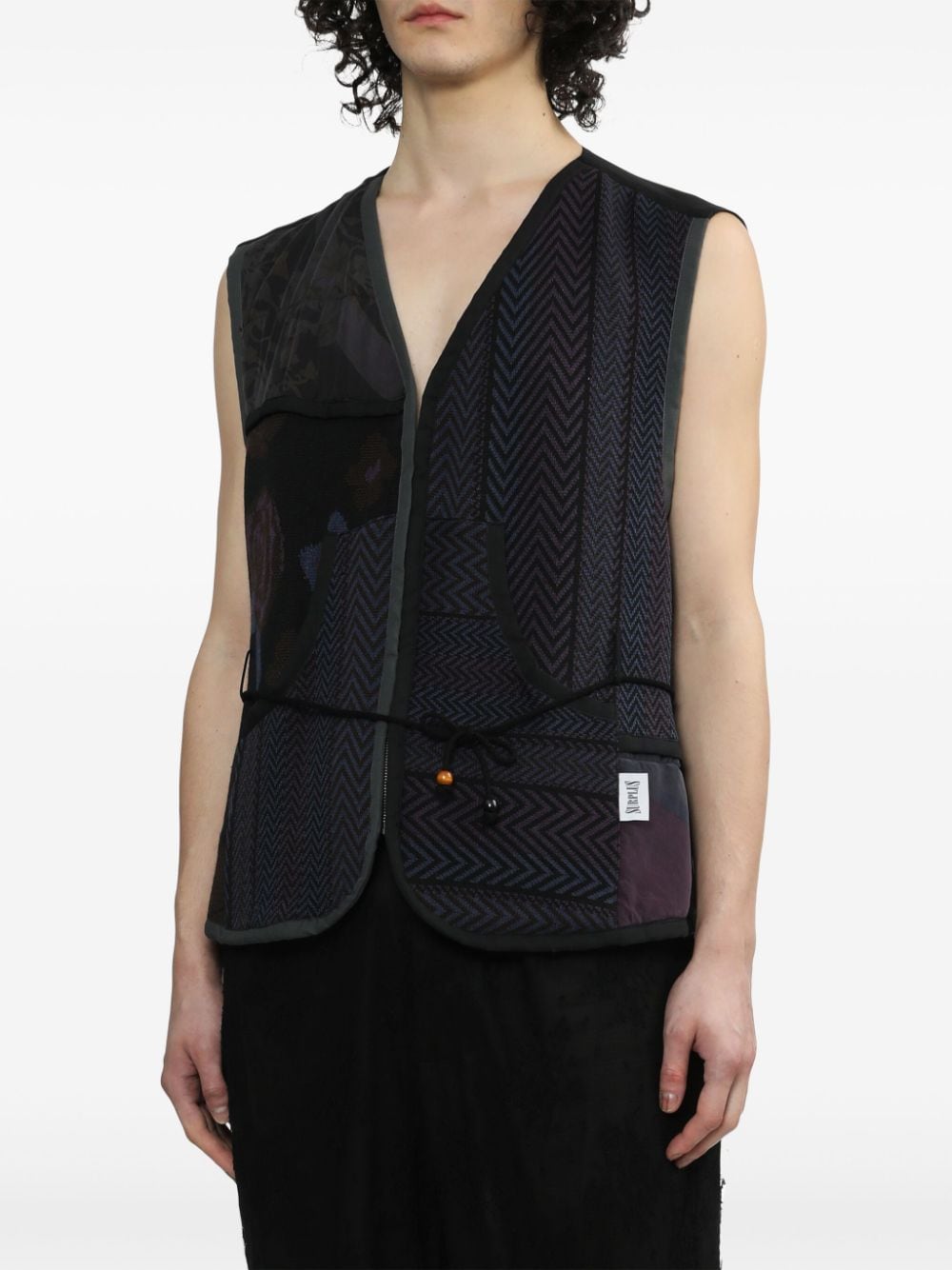 Shop Magliano Juggler Patterned-jacquard Vest In Black