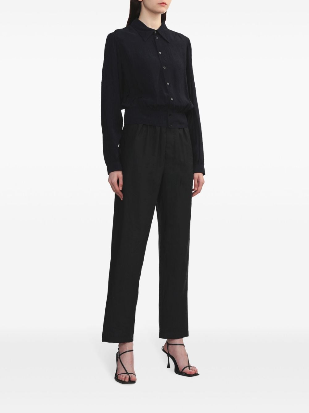 Shop Lemaire Crease-effect Button-up Blouse In Blue