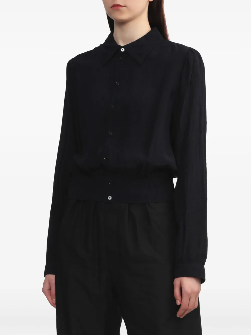 Shop Lemaire Crease-effect Button-up Blouse In Blue