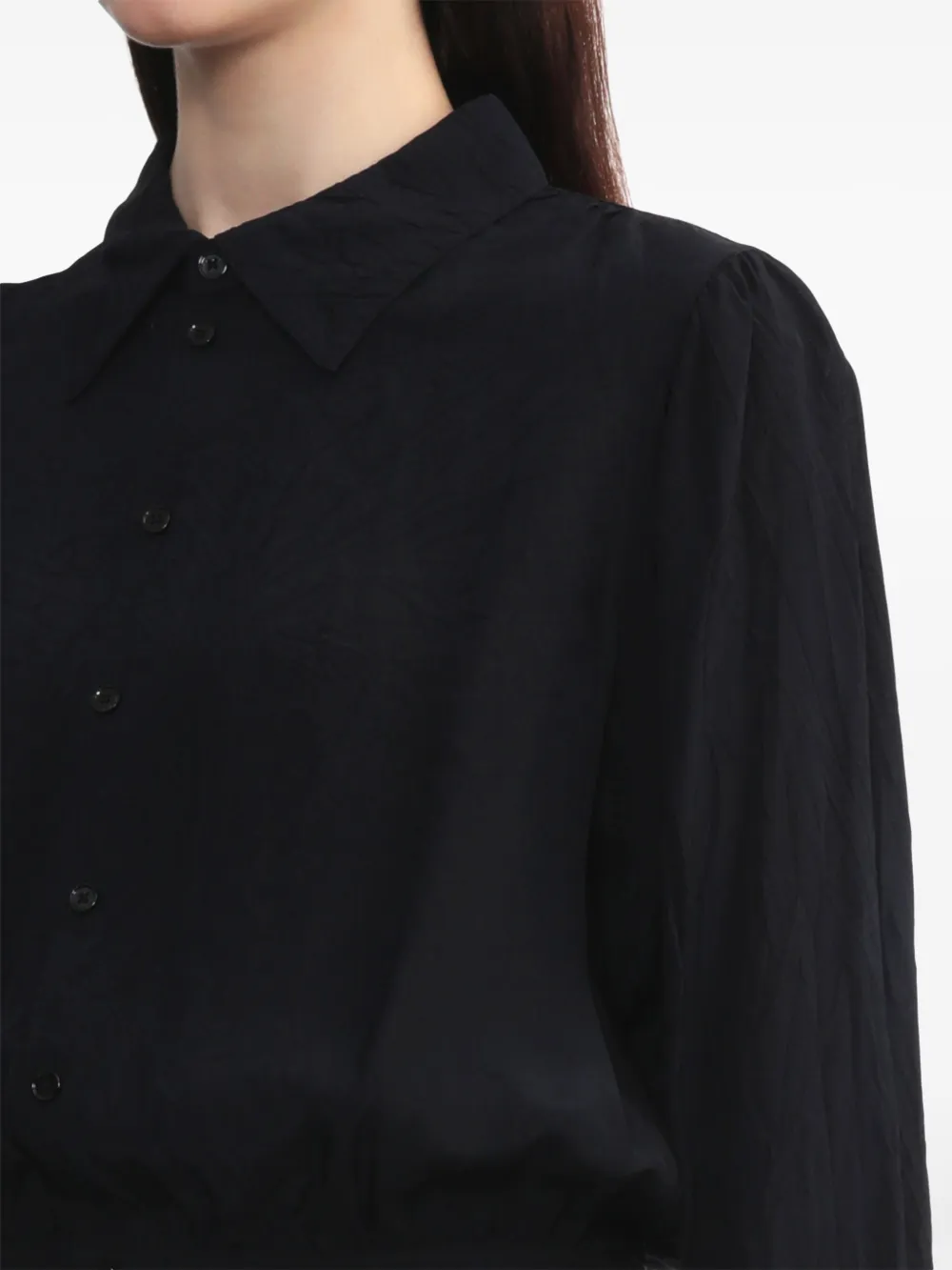 Shop Lemaire Crease-effect Button-up Blouse In Blue