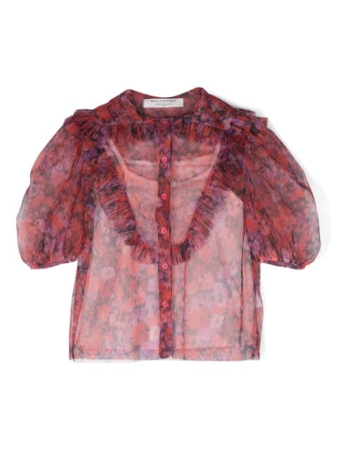 Philosophy Di Lorenzo Serafini Kids ruffled semi-sheer blouse