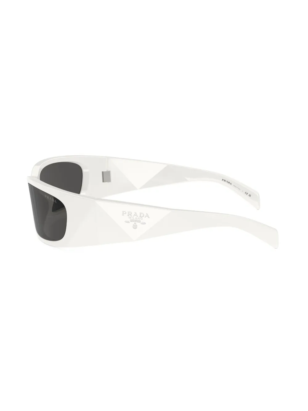 Shop Prada Pr A14s Oval Frame Sunglasses In White