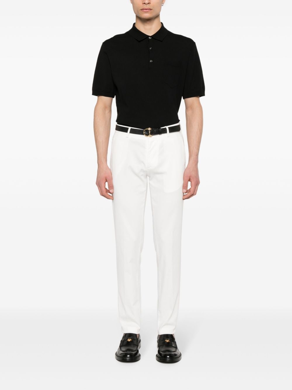 Shop Boggi Milano Cotton Polo Shirt In Black