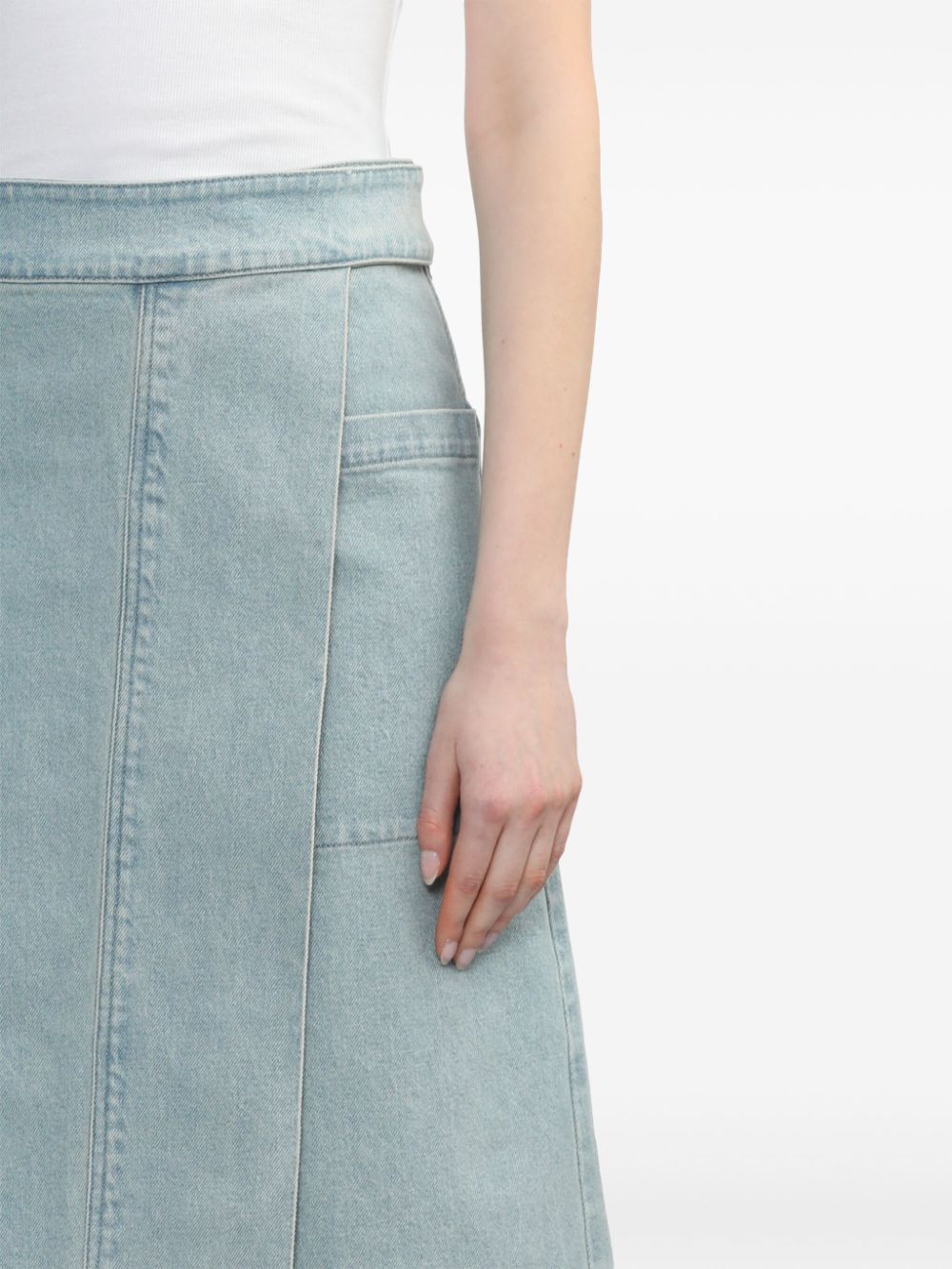 Shop Proenza Schouler Iris Denim Midi Skirt In Grey