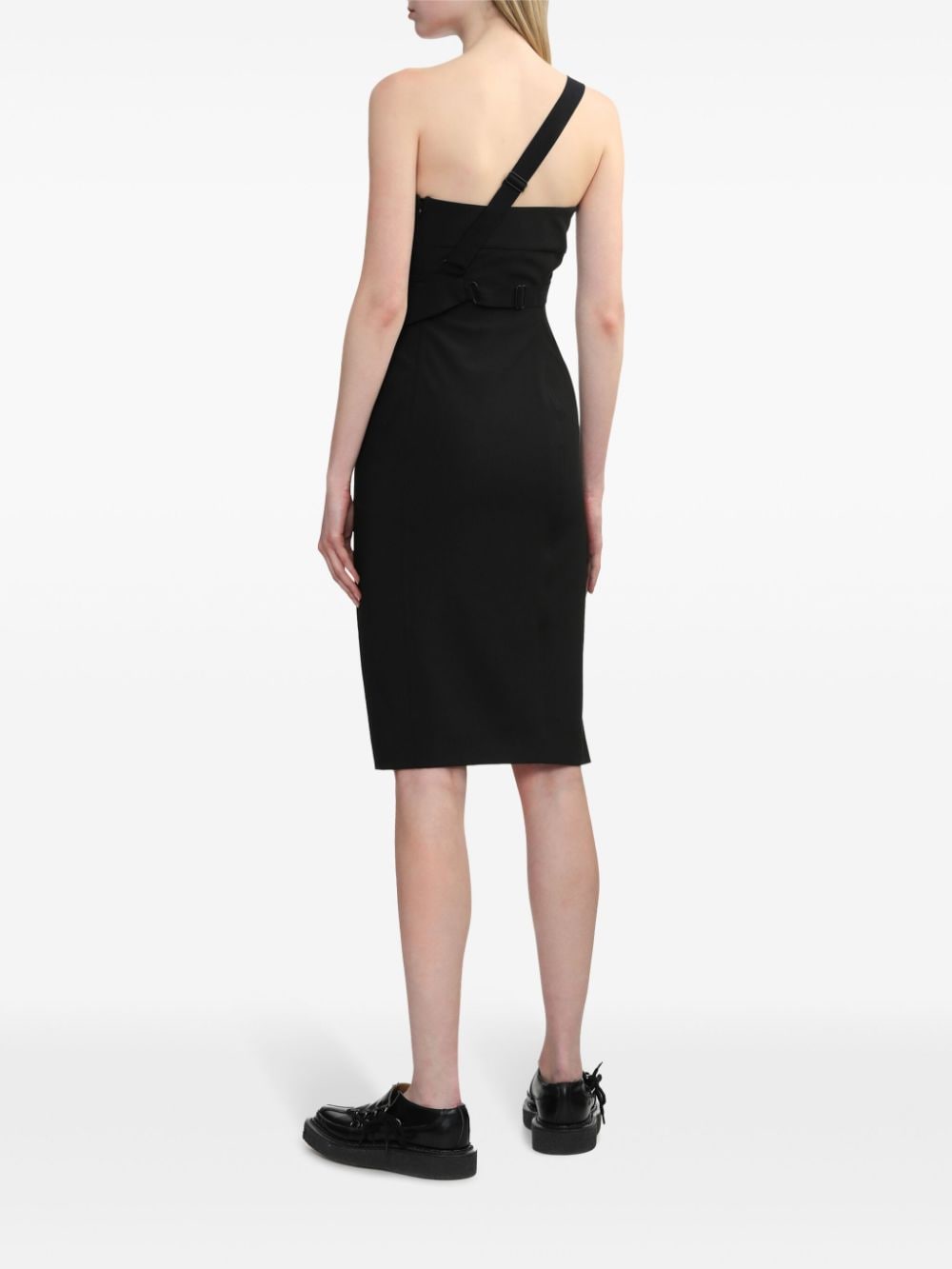 Shop Hyein Seo One-shoulder Midi Dress In Black