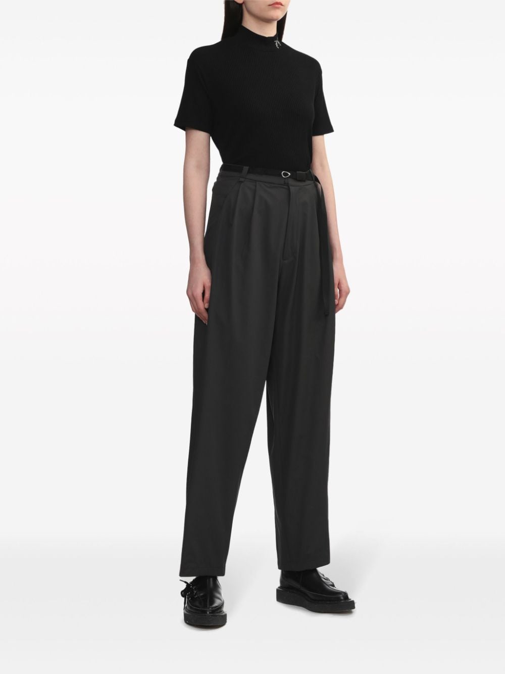 Shop Hyein Seo Belted Tailored Trousers In Grey