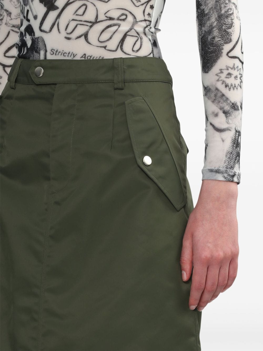 Shop Vaquera Asymmetric Midi Skirt In Green