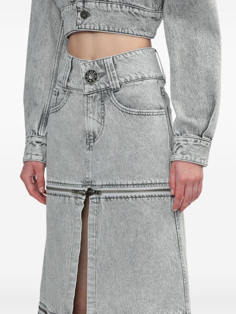 Shop Vaquera Denim Midi Skirt In Grey