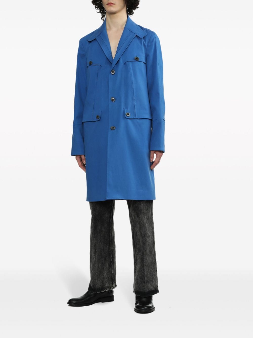 Shop Kiko Kostadinov Brench Single-breasted Coat In Blue