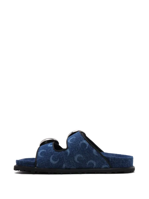 Marine Serre Denim Moon-print Sandals | Blue | FARFETCH