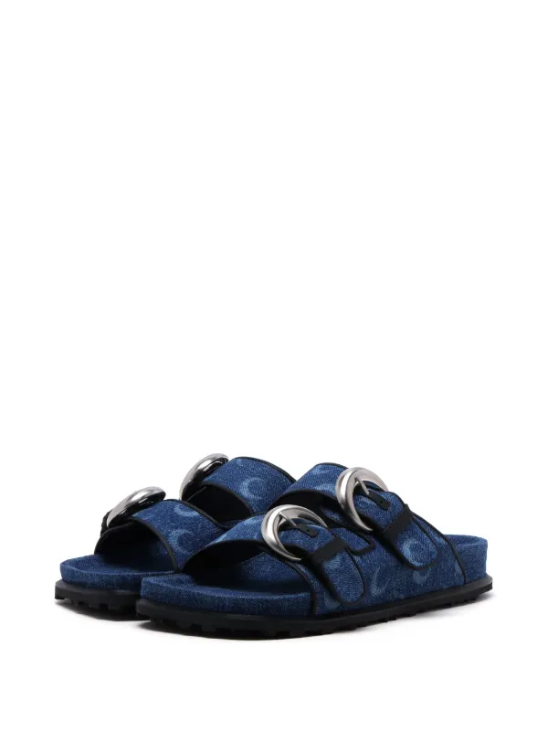 Marine Serre Denim Moon-print Sandals | Blue | FARFETCH
