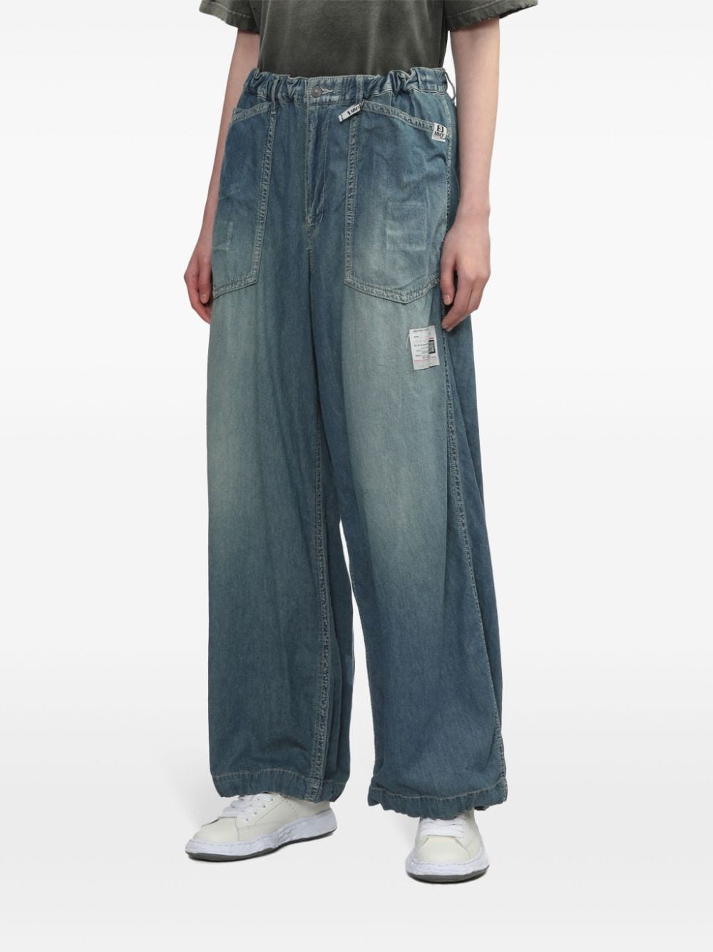 Shop Miharayasuhiro Adjustable Wide-leg Jeans In Blau