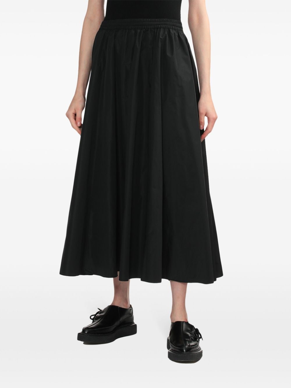 Shop Juunj Pleated A-line Midi Skirt In Black