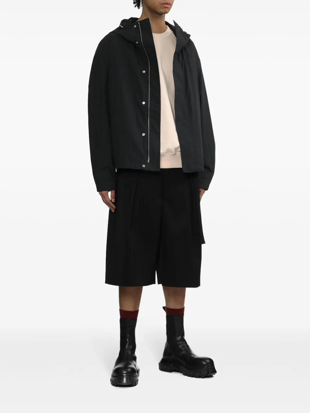 Shop Jil Sander Hooded Long Sleeve Jacket In Black