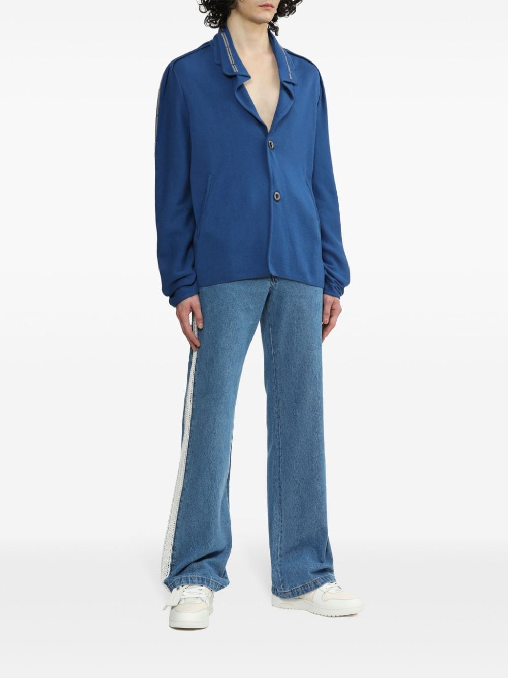 Shop Kiko Kostadinov Ugo Knitted Blazer In Blue