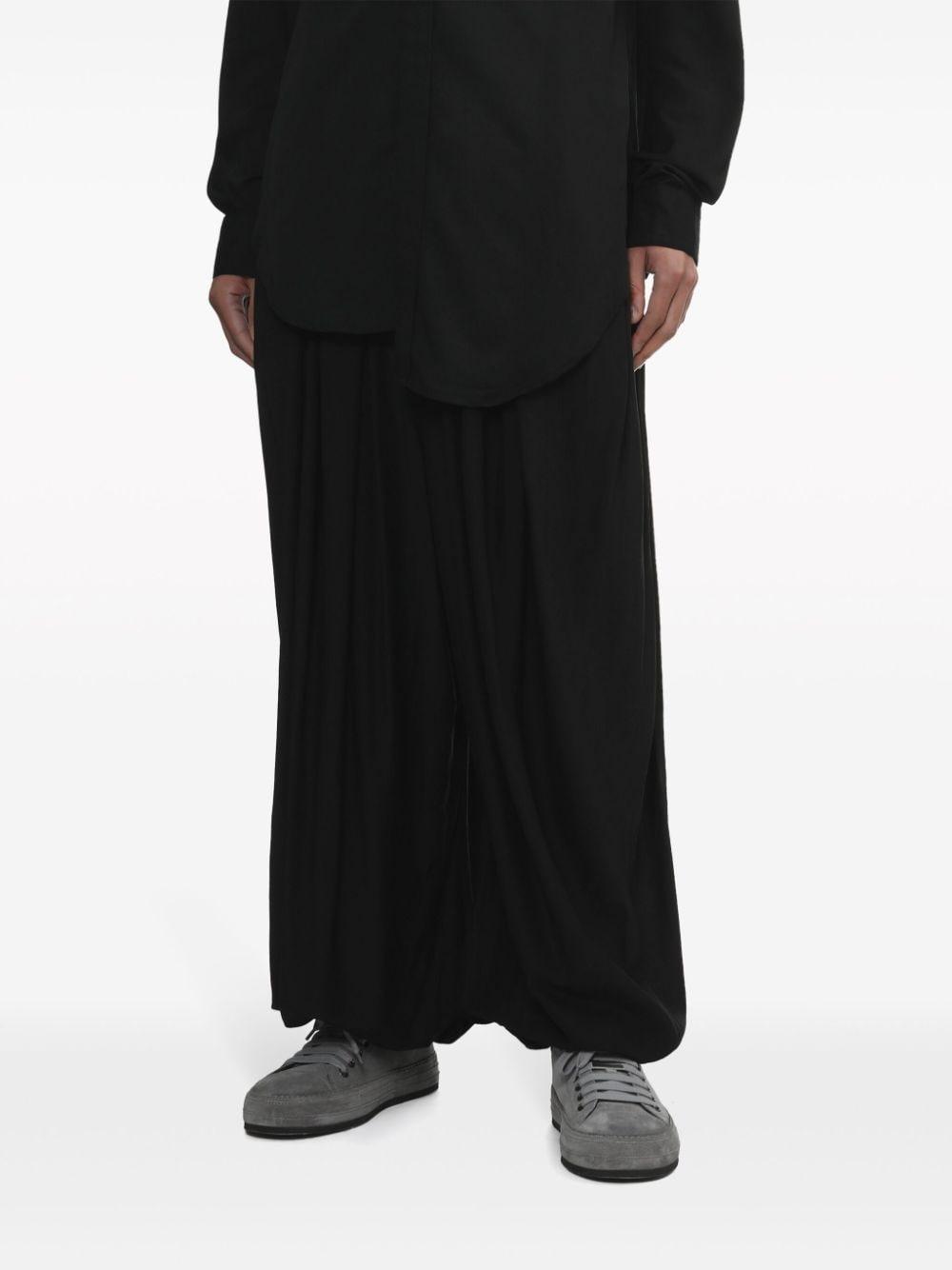 Shop Julius Drawstring-waist Wide-leg Trousers In Black