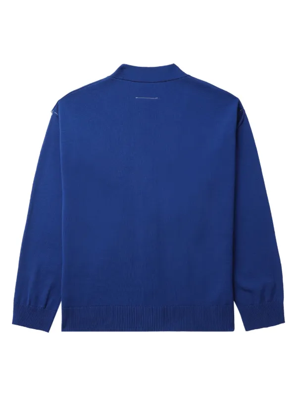 MM6 Maison Margiela cut-out fine-knit Cardigan | Blue | FARFETCH CA