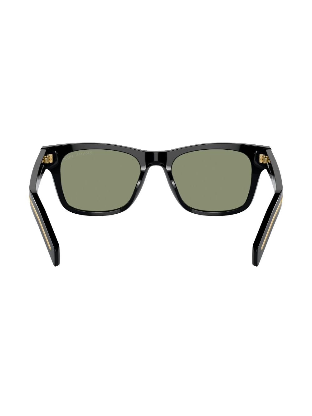 Shop Prada Logo-engraved Square-frame Sunglasses In Black