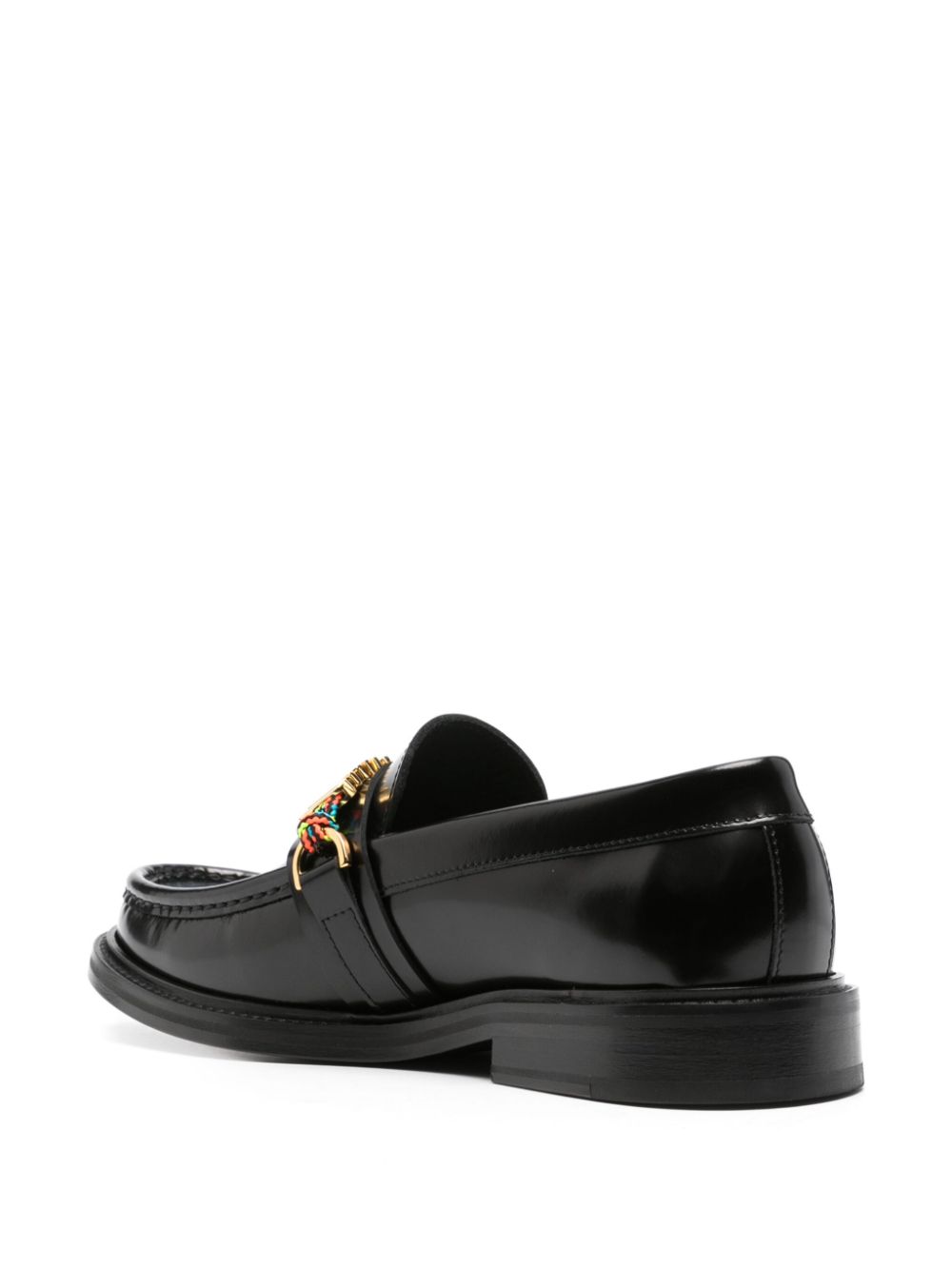 Moschino logo-lettering leather loafers Black