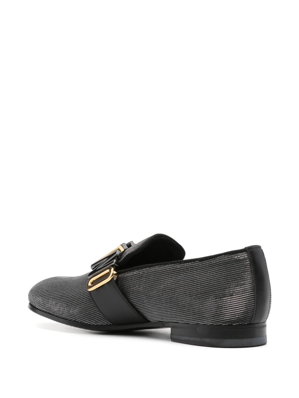 Moschino Lurex loafers met logo Zilver