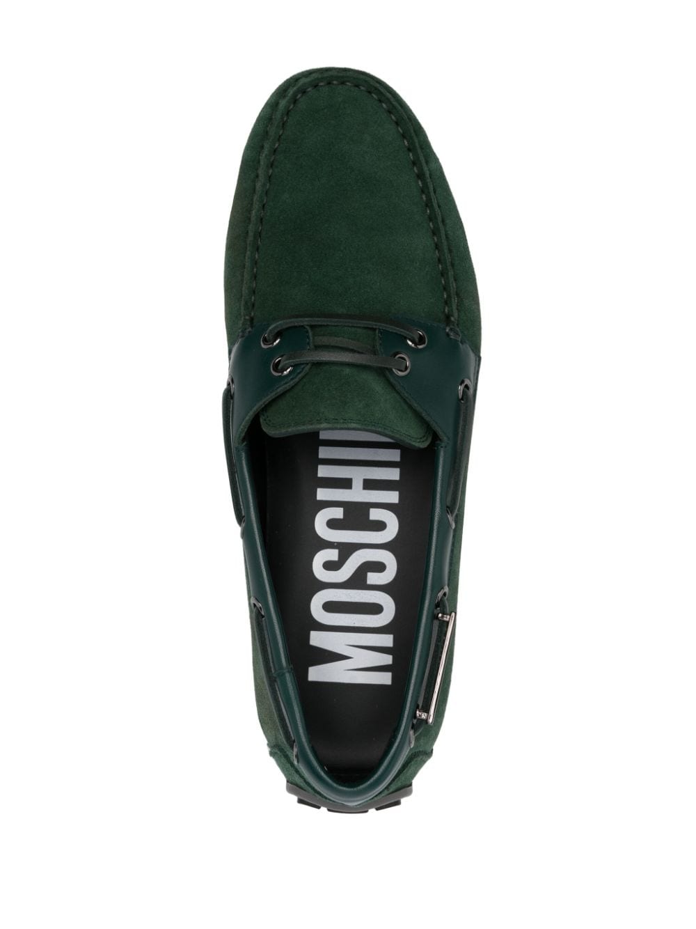 Shop Moschino Logo-plaque Boat Shoes In Grün