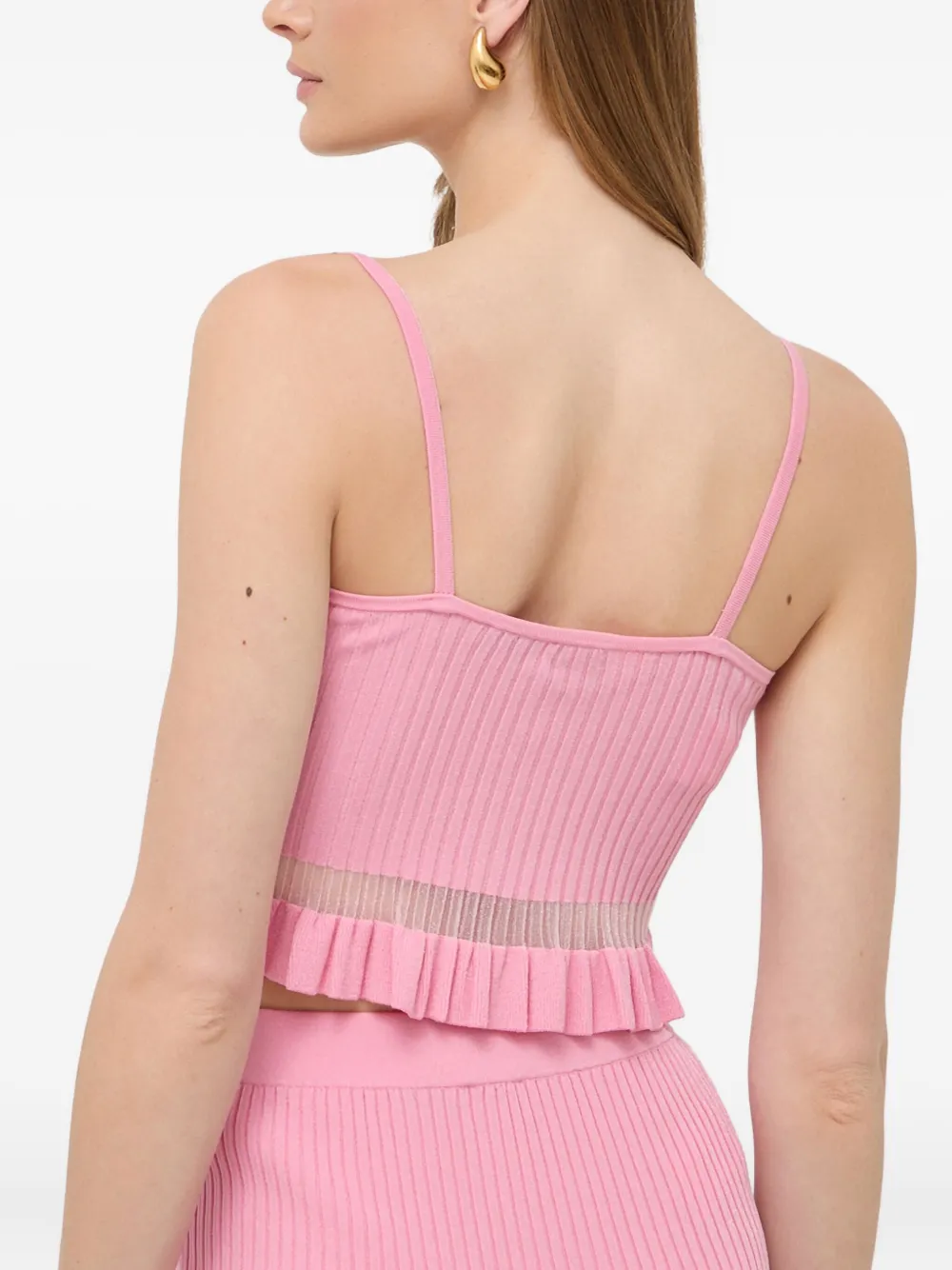 PINKO Geribbelde top met ruches Roze