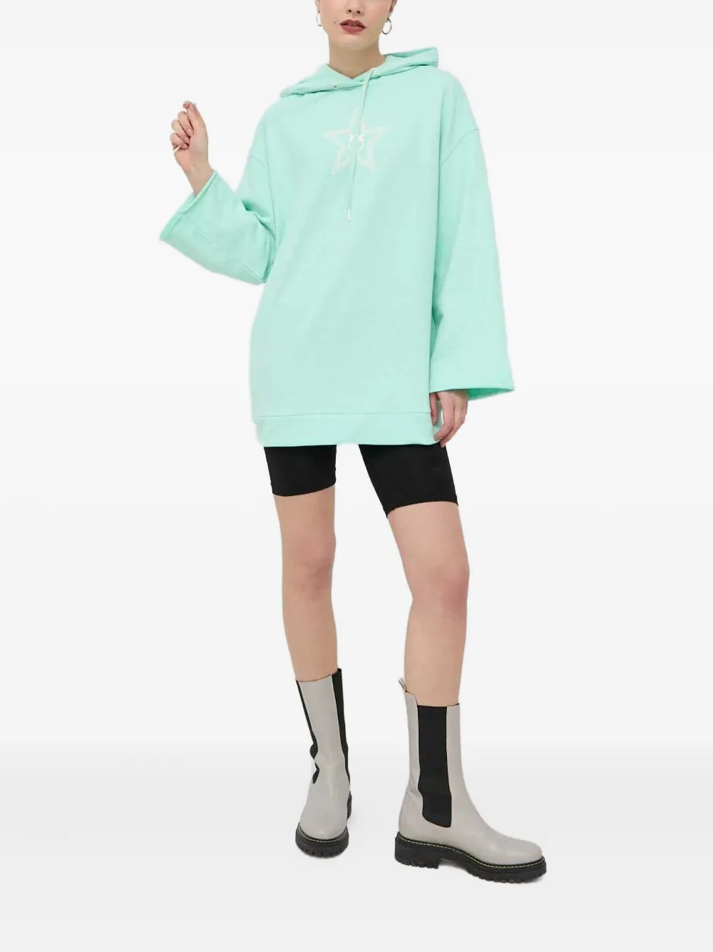 PINKO star-print hooded mini dress - Groen