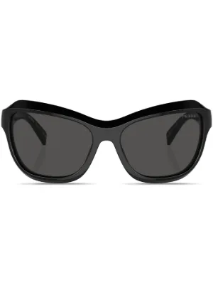 PRADA オーバーサイズサングラス ブラック Prada Eyewear オーバルフレーム サングラス | ブラック | FARFETCH JP
