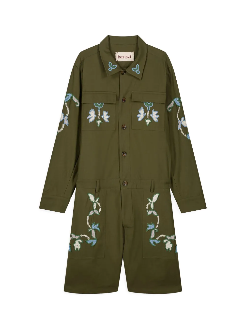 Baziszt embroidered romper - Groen
