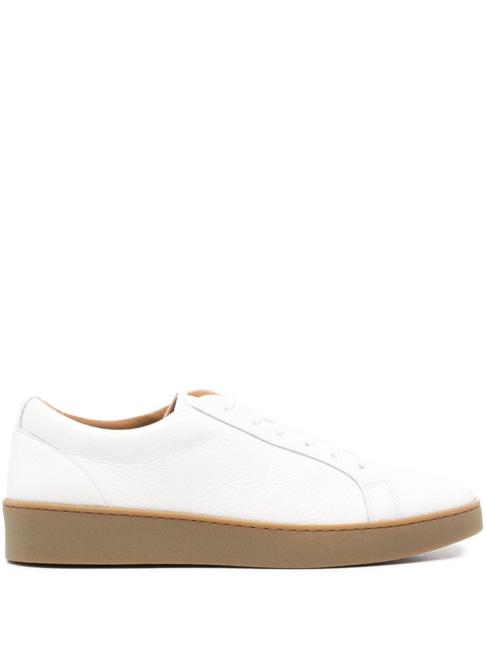 Boggi Milano Pebbled-texture Leather Trainers In White