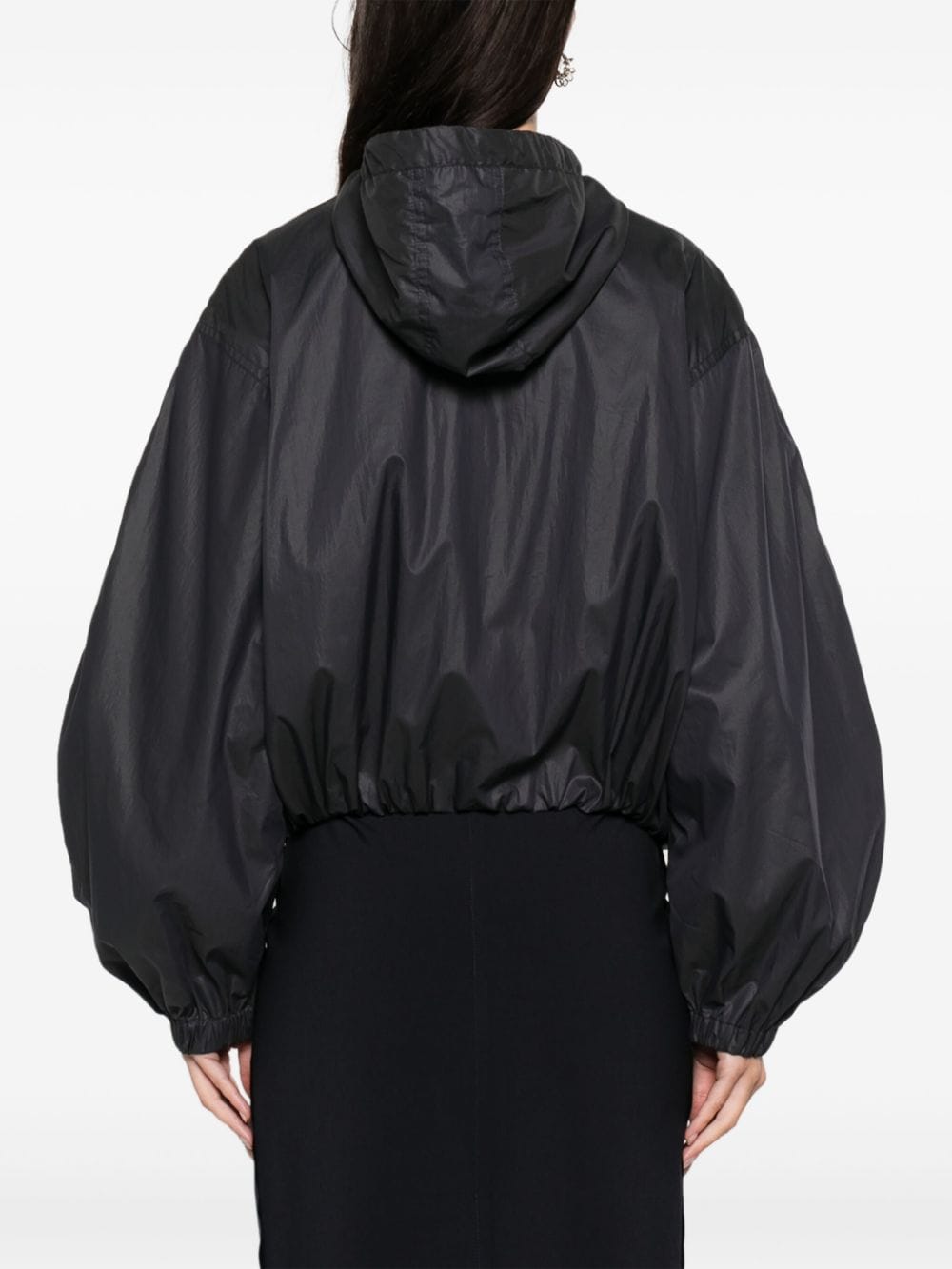 Shop Lemaire Gathered Hooded Bomber Jacket In Blue