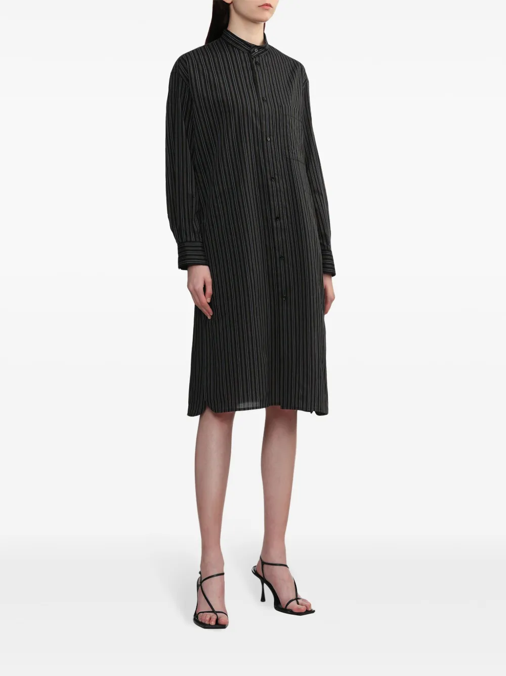 LEMAIRE Gestreepte midi-blousejurk - Bruin