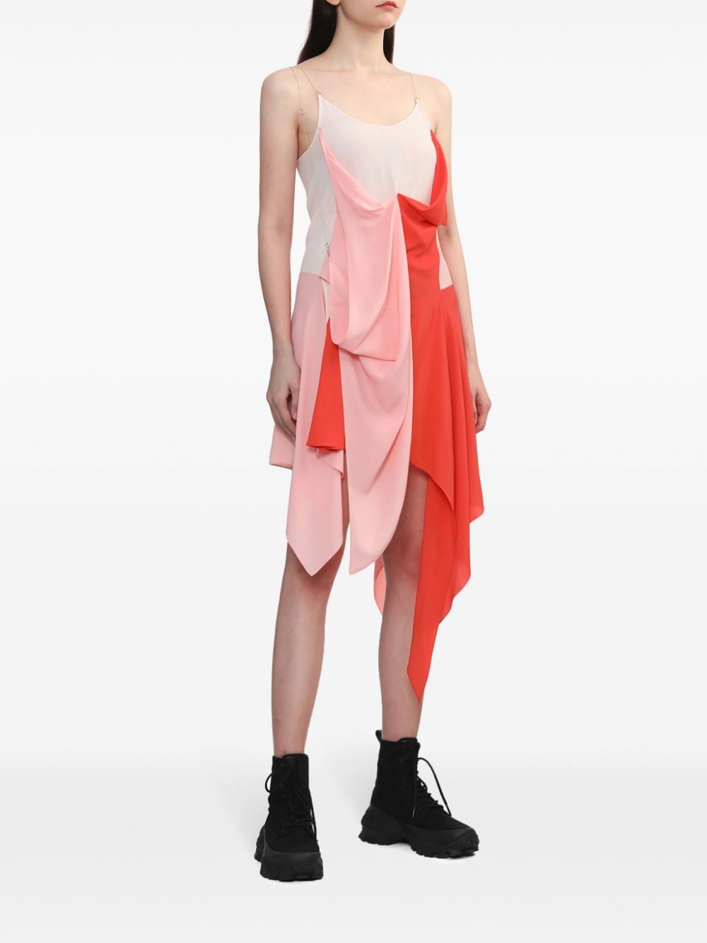 Shop Kiko Kostadinov Asymmetric Colourblock Mini Dress In Red