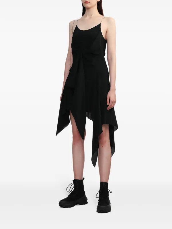 asymmetric twist mini dress Twist Strap Asymmetric Luxe Slinky Mini Dress White main image 1