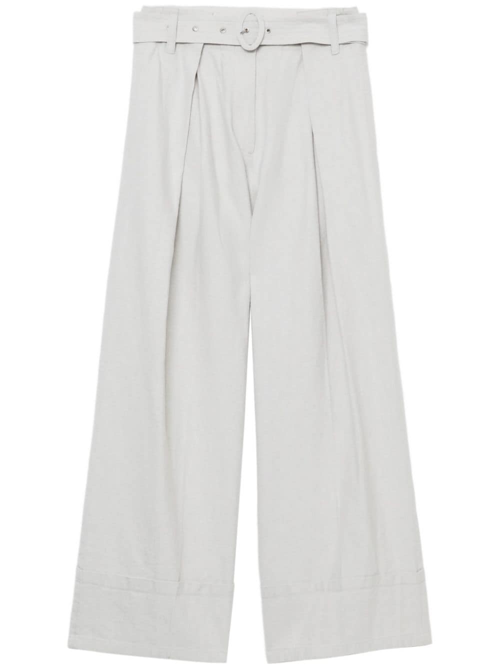 wide-leg belted trousers