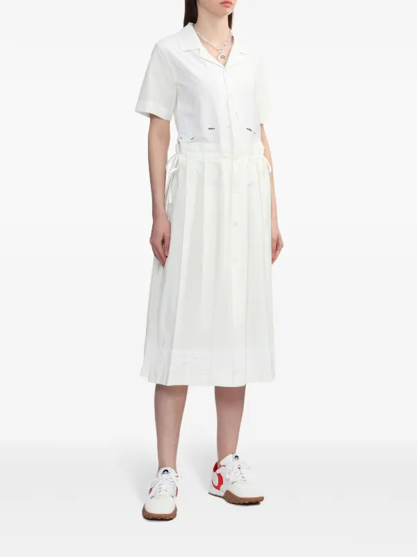 Marine Serre Embroidered Cotton Midi Dress | White | FARFETCH IN 