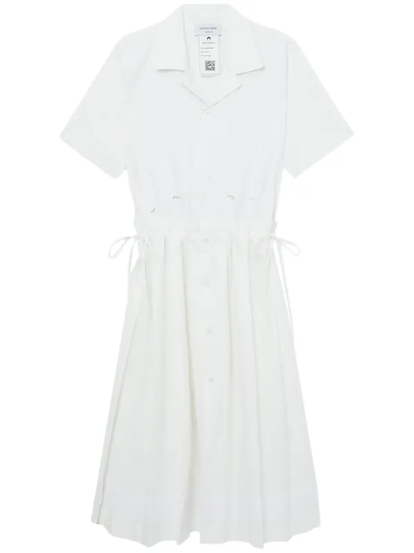 Marine Serre Embroidered Cotton Midi Dress | White | FARFETCH IN 
