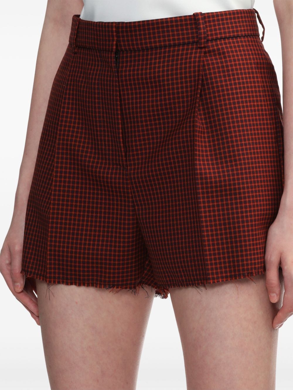 Shop Botter Fine-checked Wool Shorts In Red