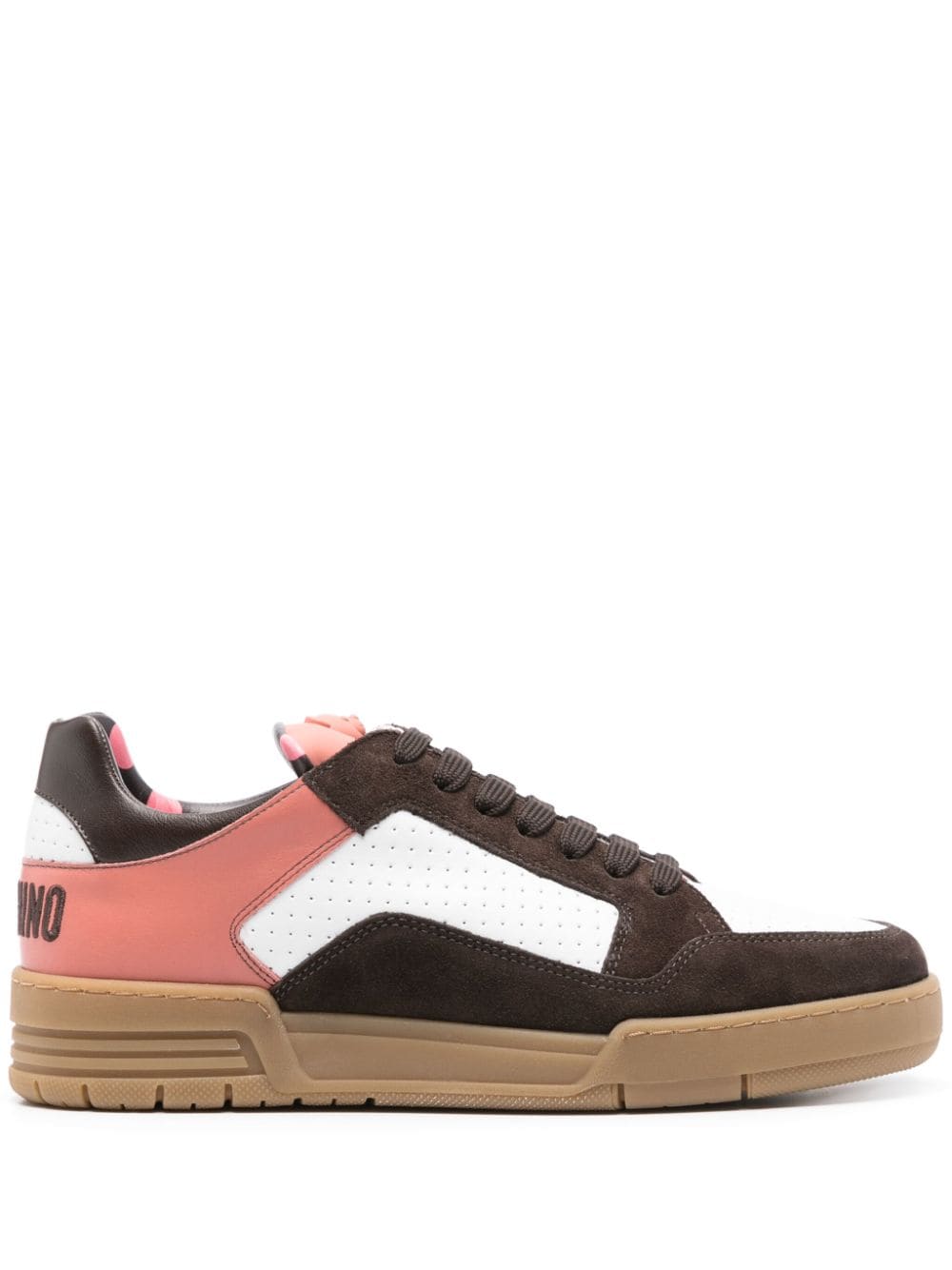 Moschino Panelled Leather Sneakers In Multi