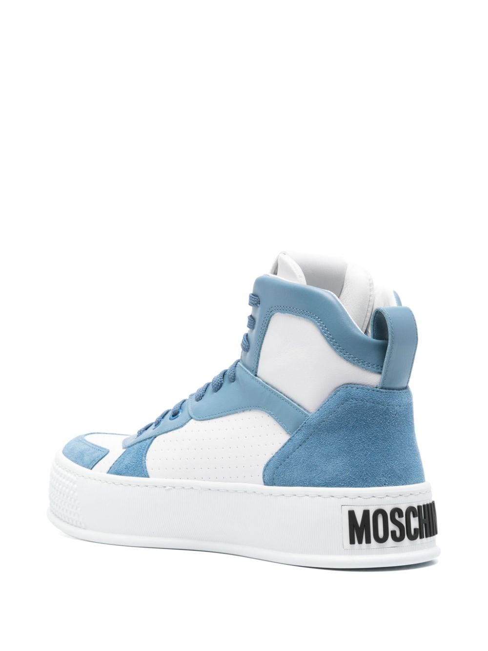 Shop Moschino Panelled High-top Sneakers In White