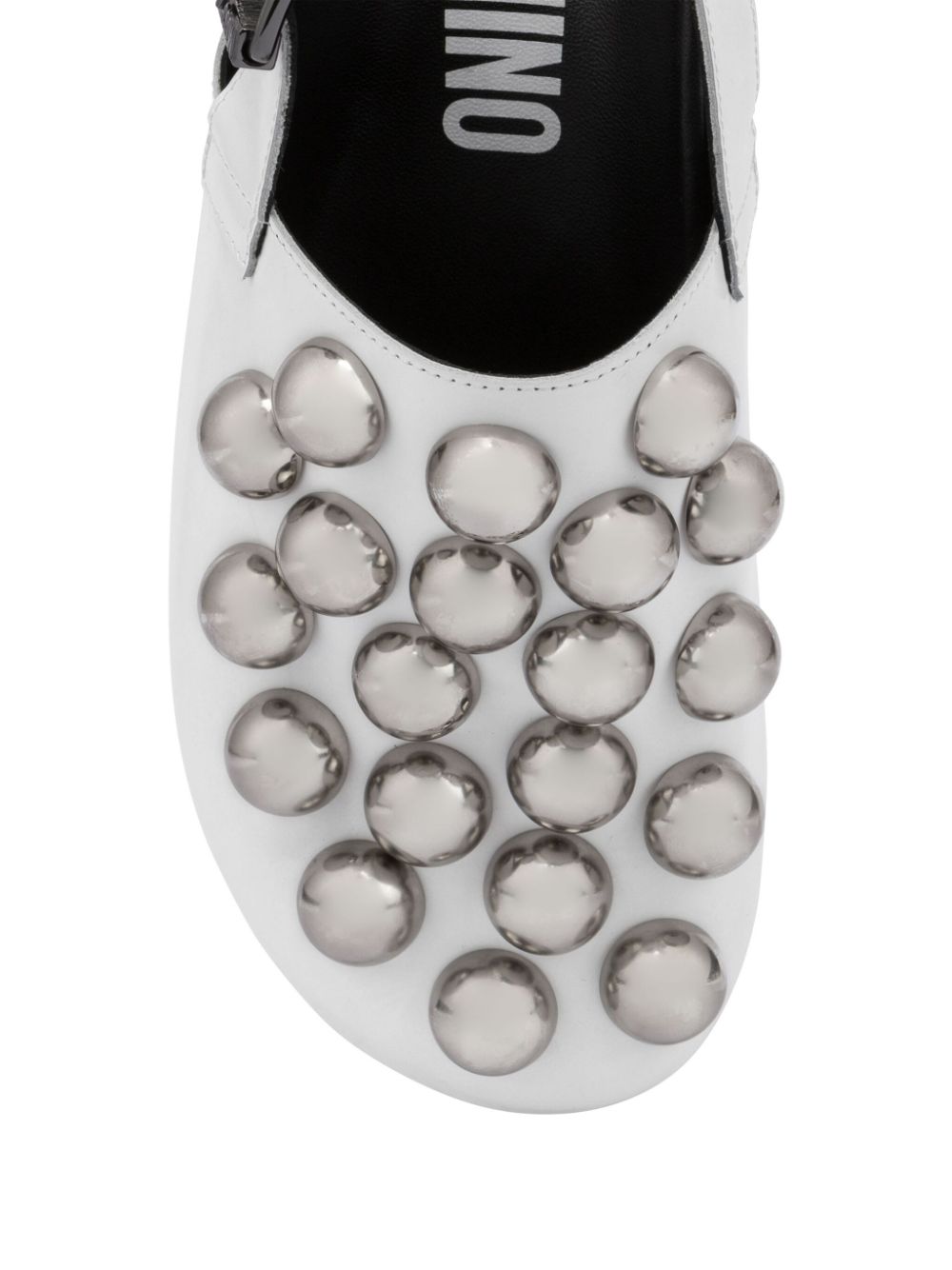 Moschino stud-embellished leather slippers White