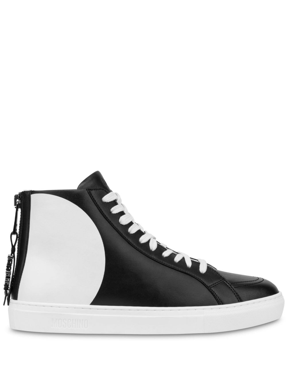 faux-leather hi-top sneakers