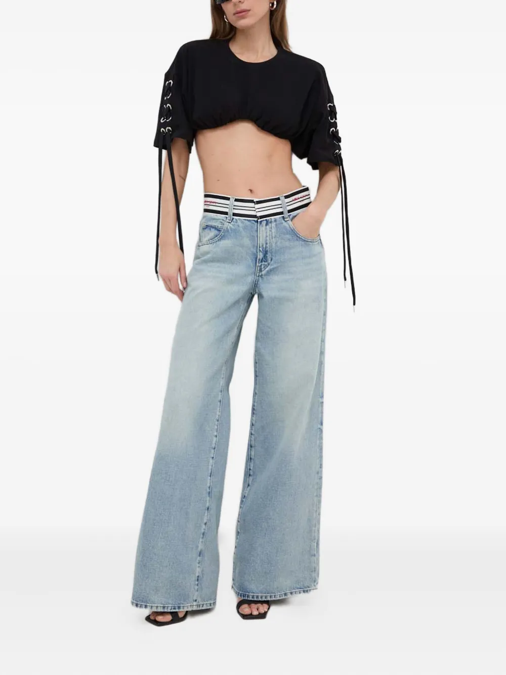 Eyelet Lace-Up Top