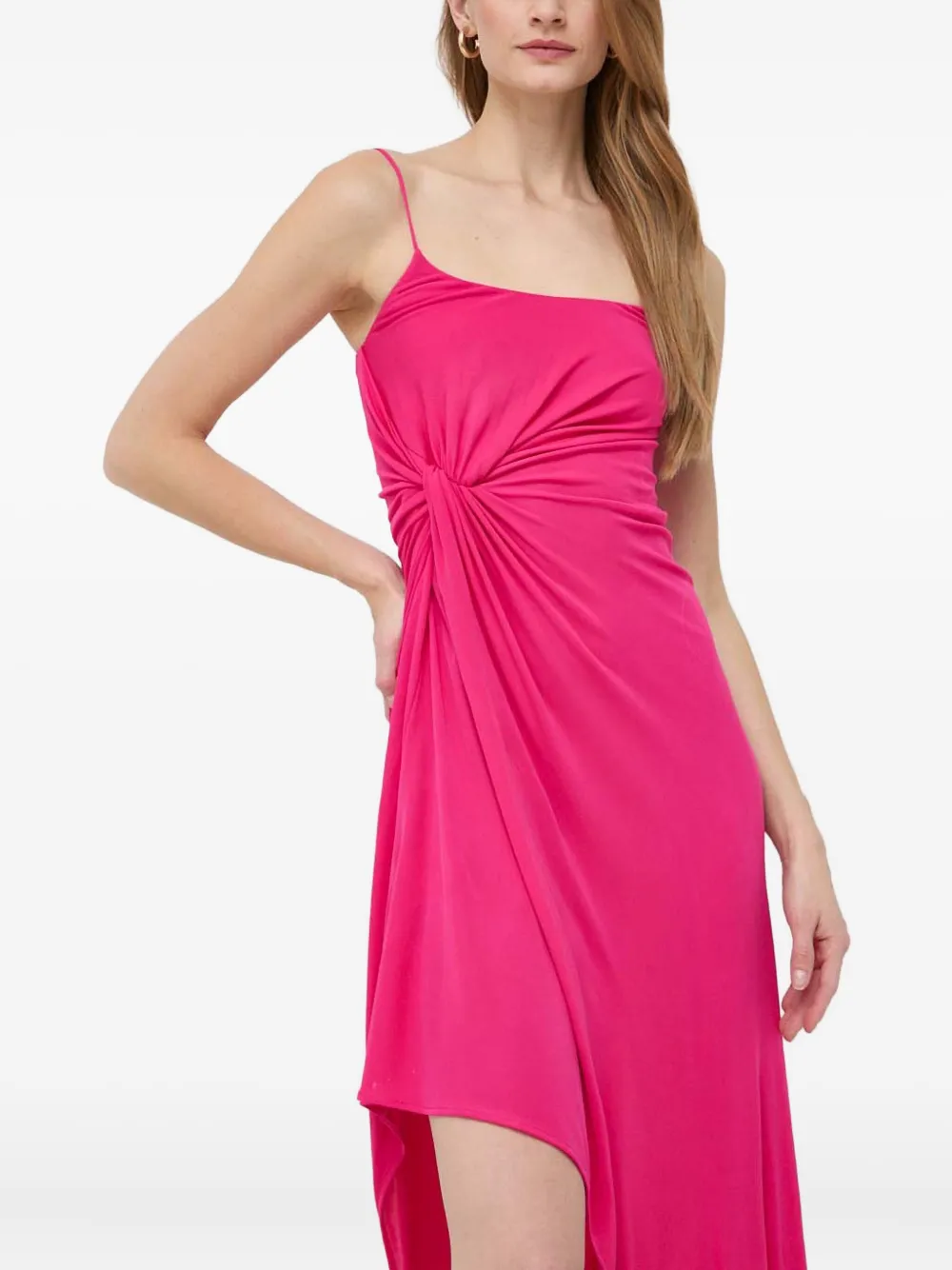PINKO Geknoopte asymmetrische maxi-jurk Roze