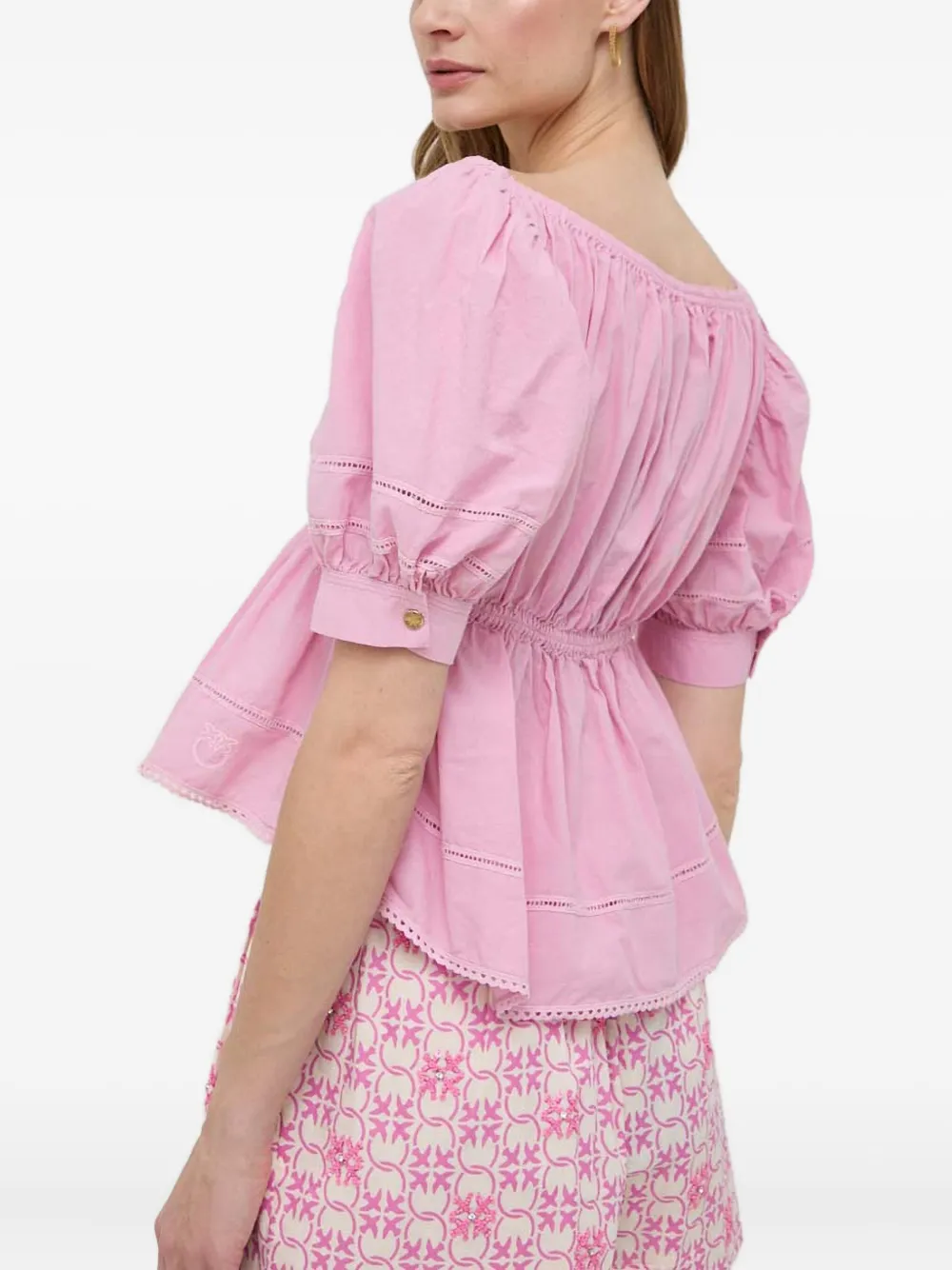 PINKO Top met pofmouwen en ringlets Roze