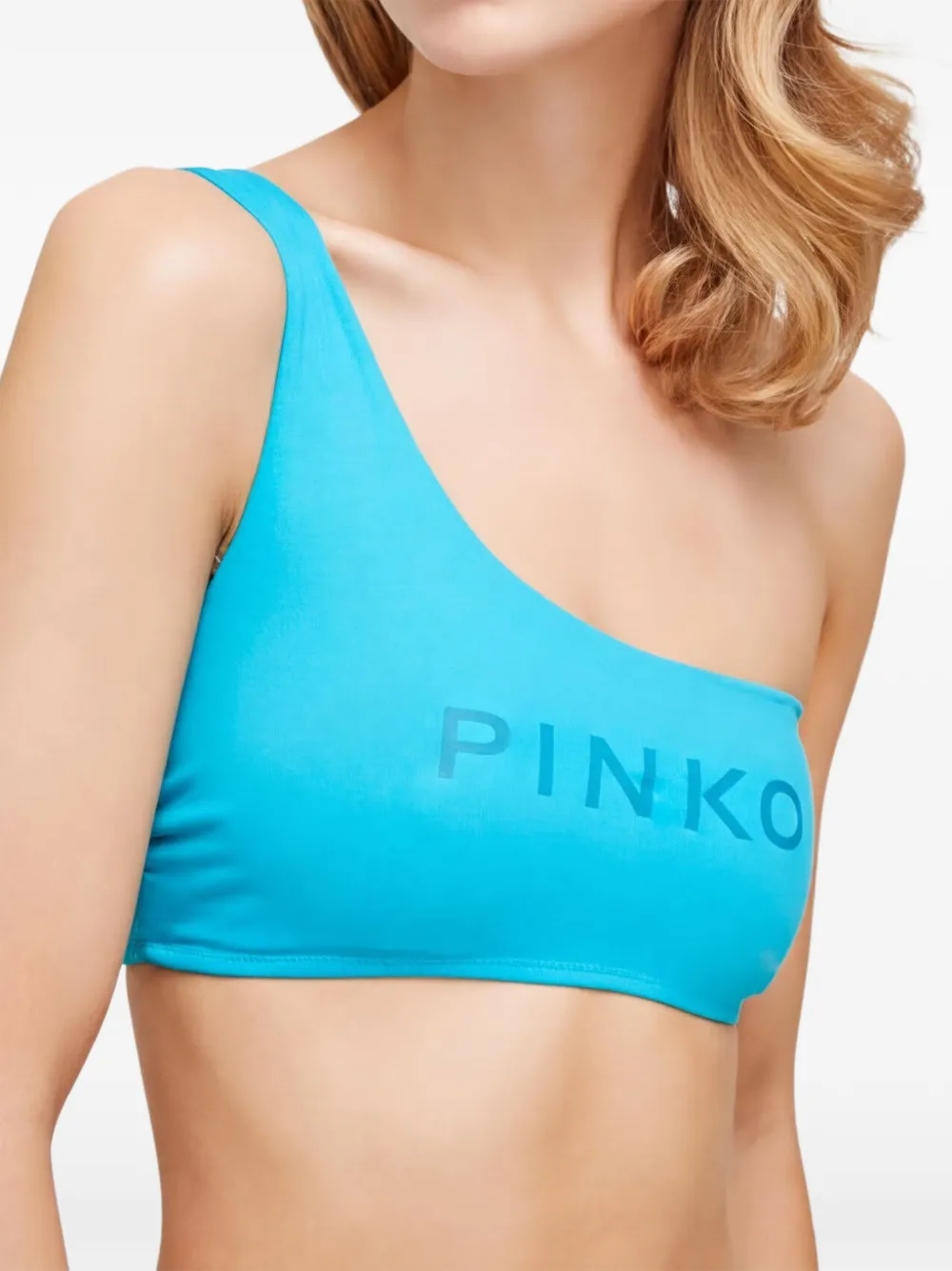 PINKO Top bikini monospalla con logo - Blu
