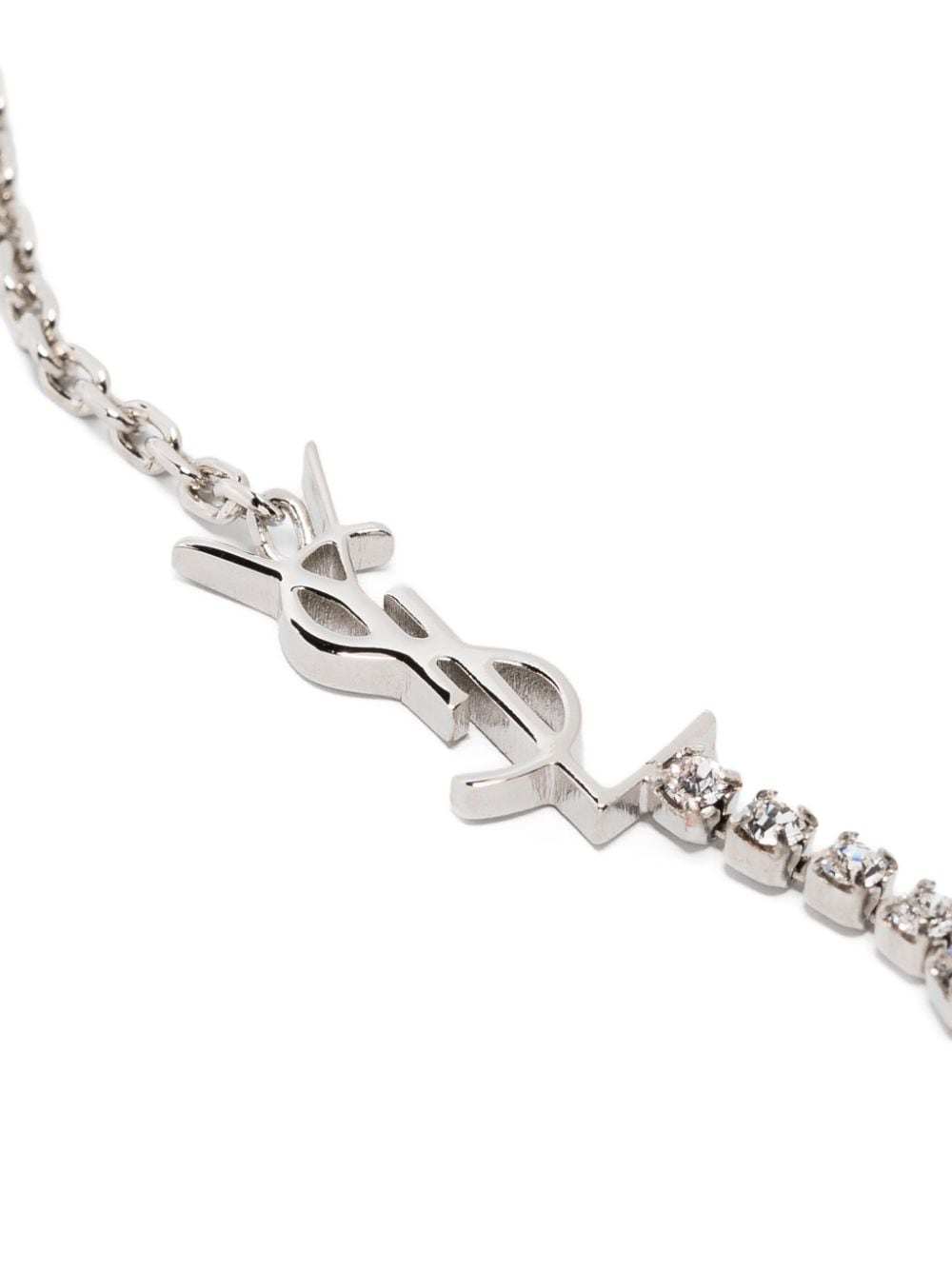 Shop Saint Laurent Cassandre-charm Chain-link Bracelet In Silver